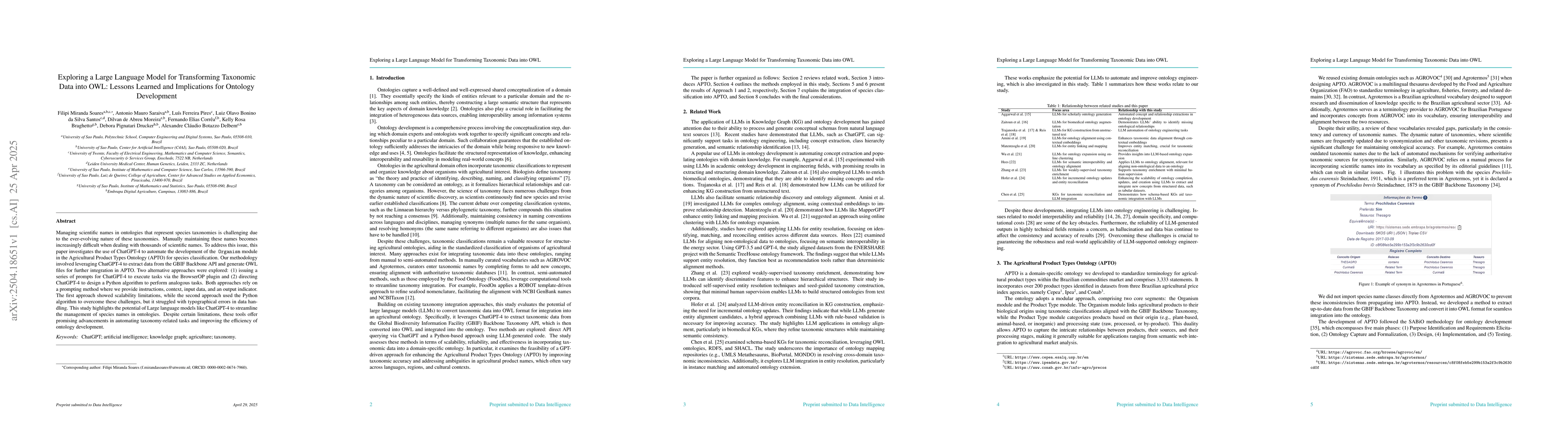 Thumbnail for Exploring a Large Language Model for Transforming Taxonomic Data into
  OWL: Lessons Learned and Implications for Ontology Development
