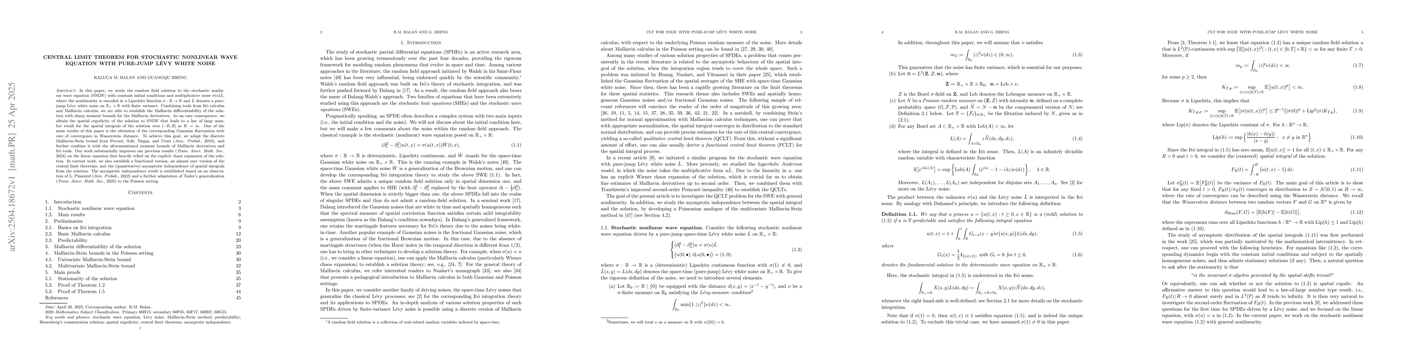 Thumbnail for Central limit theorem for stochastic nonlinear wave equation with
  pure-jump Lévy white noise