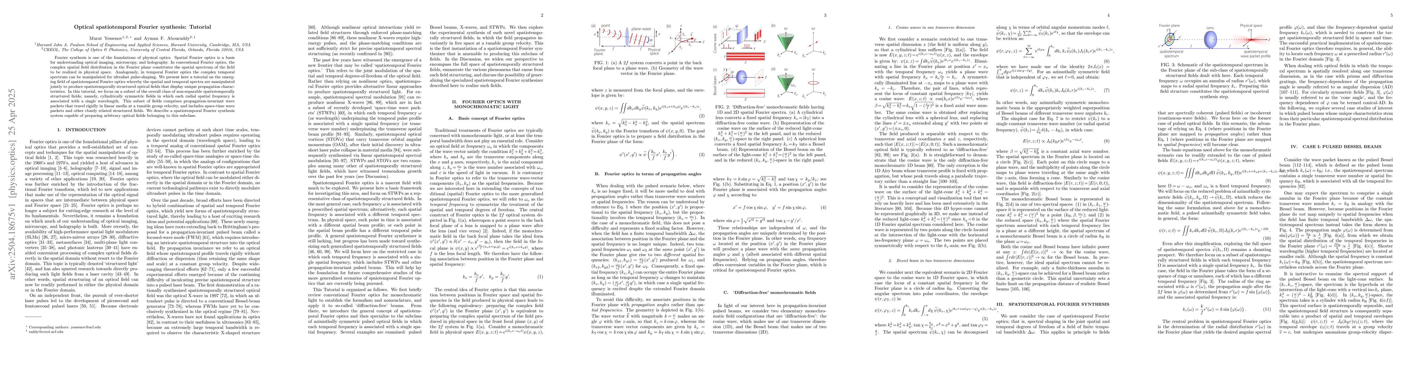 Thumbnail for Optical spatiotemporal Fourier synthesis: Tutorial