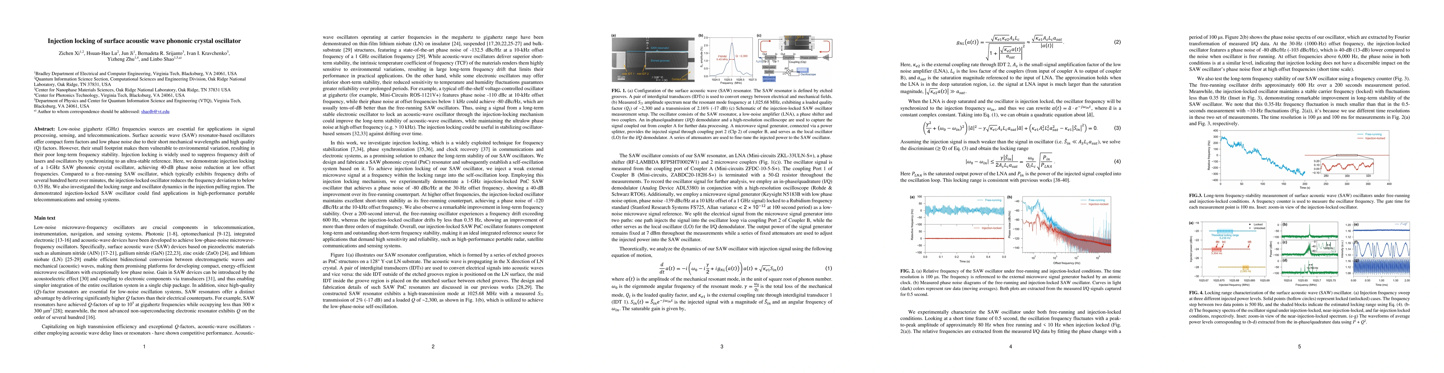 Thumbnail for Injection locking of surface acoustic wave phononic crystal oscillator