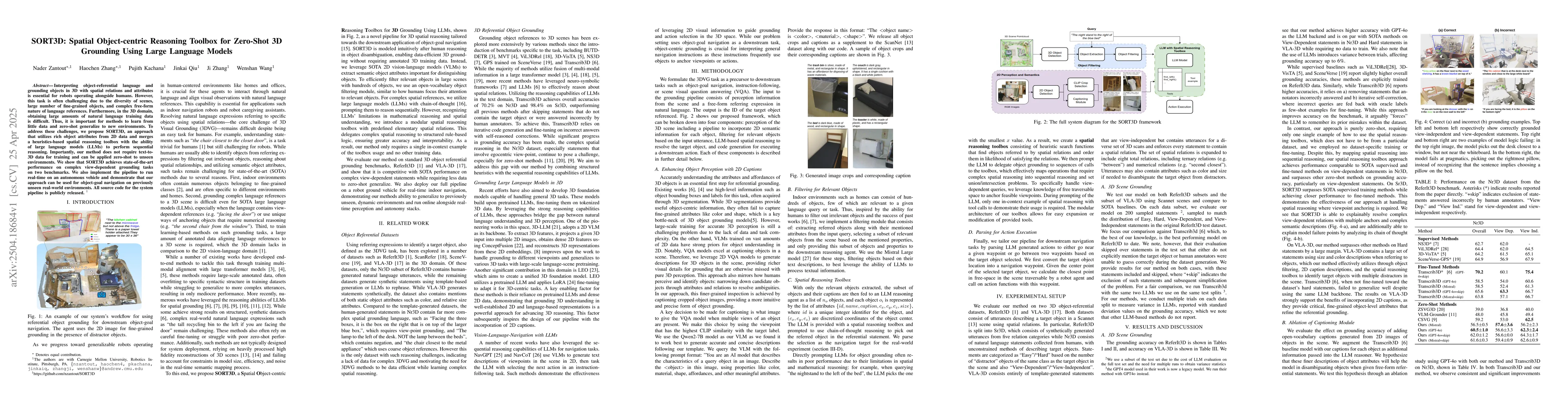 Thumbnail for SORT3D: Spatial Object-centric Reasoning Toolbox for Zero-Shot 3D
  Grounding Using Large Language Models
