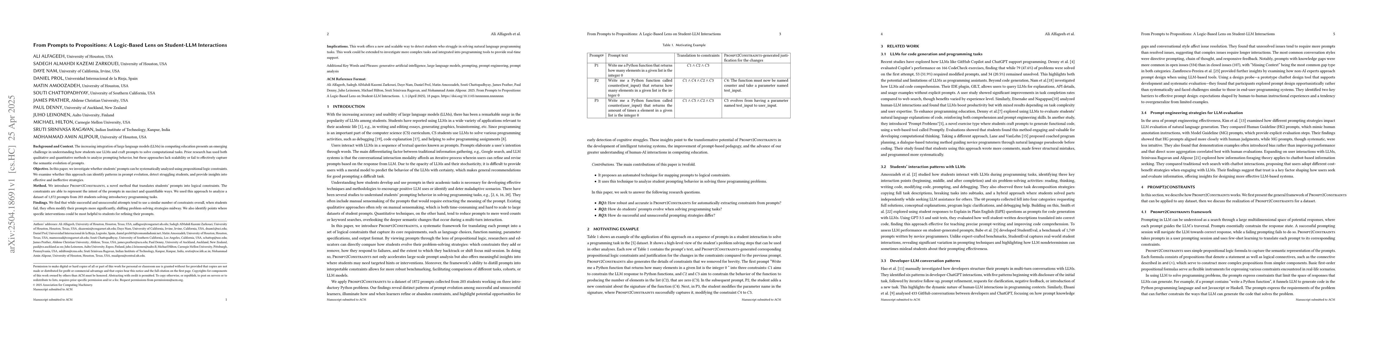 Thumbnail for From Prompts to Propositions: A Logic-Based Lens on Student-LLM
  Interactions