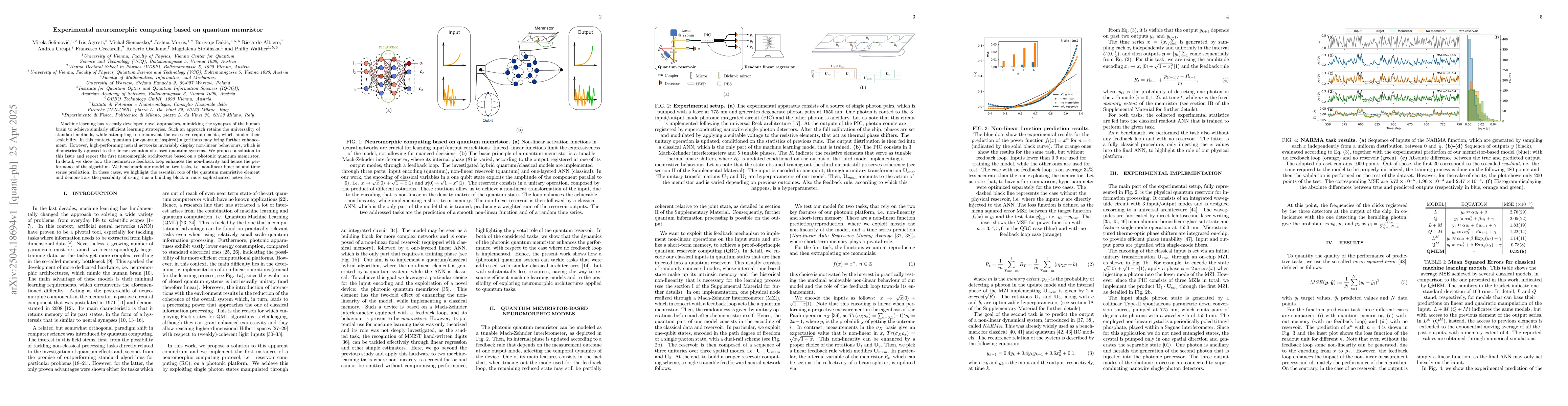 Thumbnail for Experimental neuromorphic computing based on quantum memristor