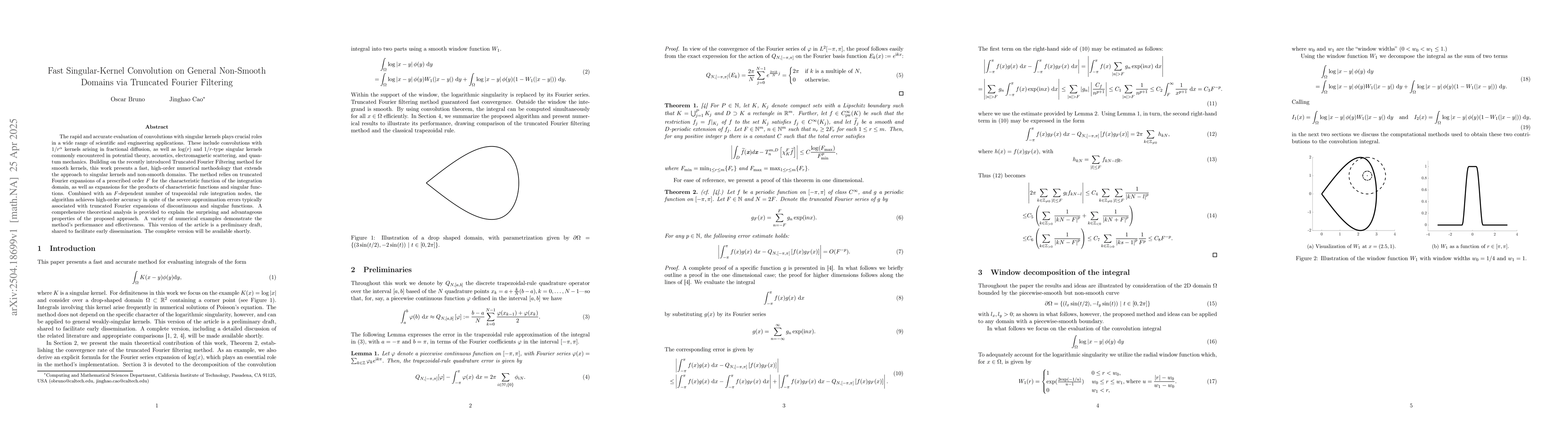 Thumbnail for Fast Singular-Kernel Convolution on General Non-Smooth Domains via
  Truncated Fourier Filtering