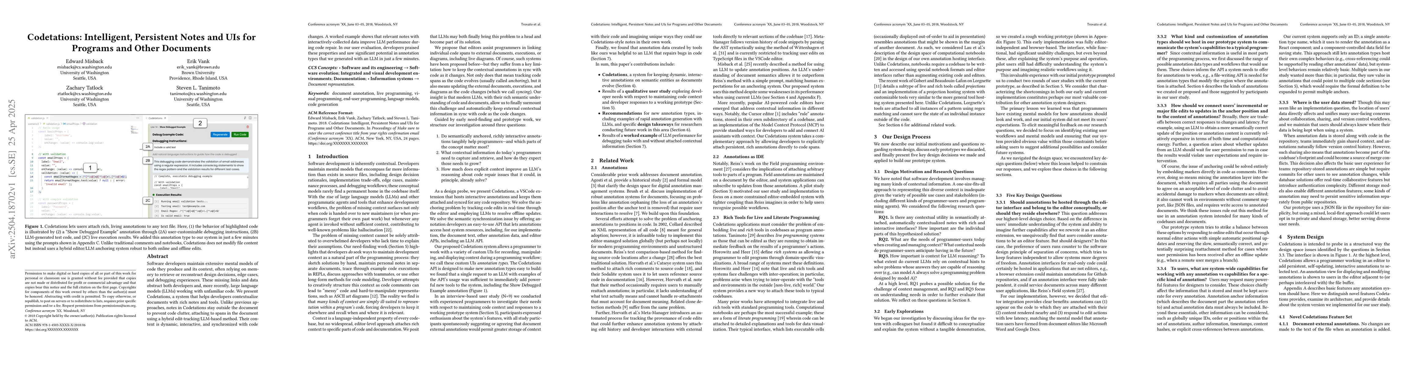 Thumbnail for Codetations: Intelligent, Persistent Notes and UIs for Programs and
  Other Documents