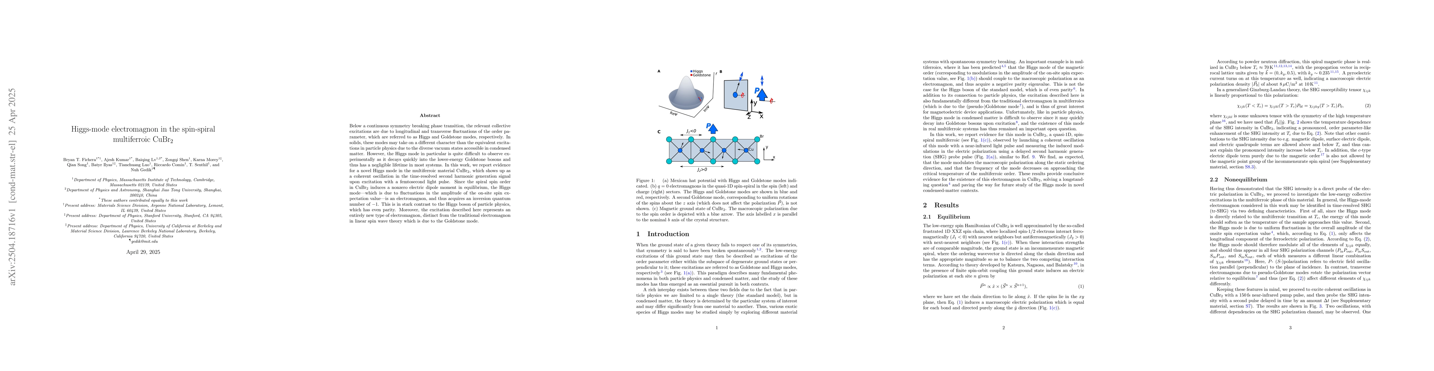 Thumbnail for Higgs-mode electromagnon in the spin-spiral multiferroic CuBr${}_2$