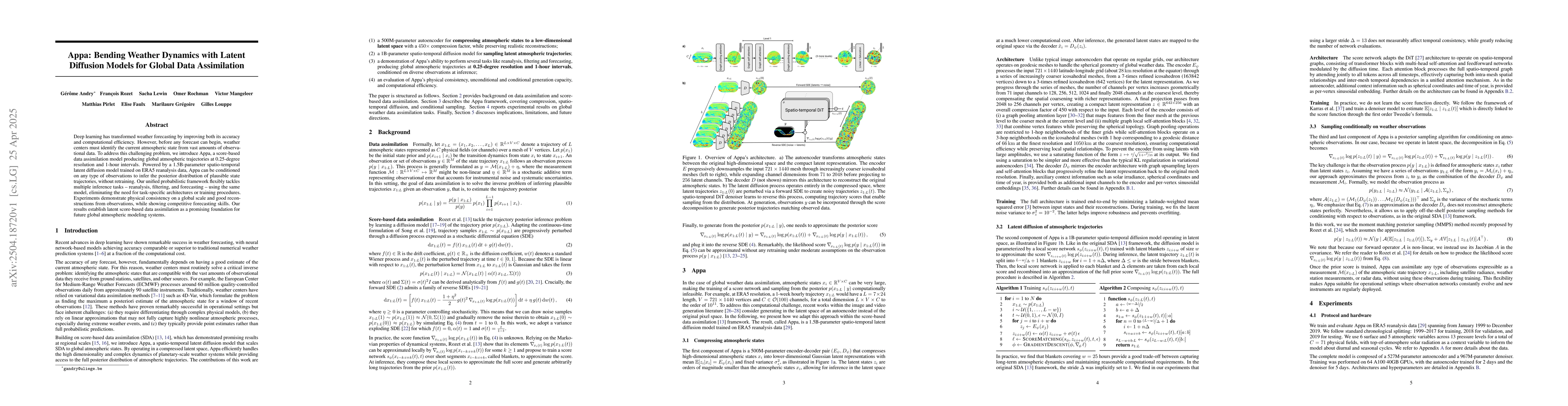 Thumbnail for Appa: Bending Weather Dynamics with Latent Diffusion Models for Global
  Data Assimilation