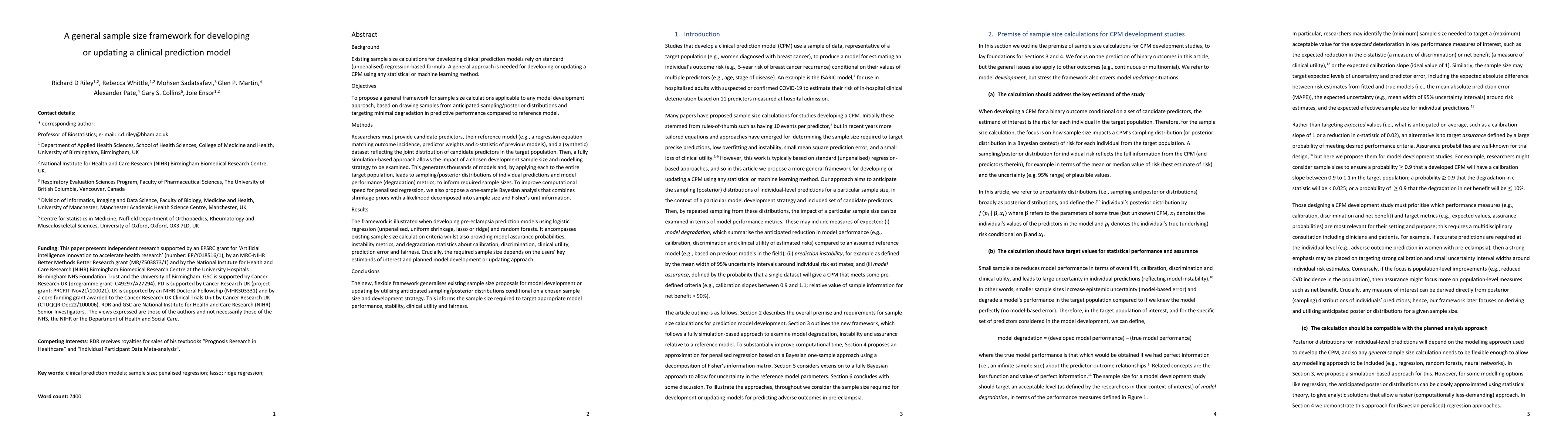 Thumbnail for A general sample size framework for developing or updating a clinical
  prediction model