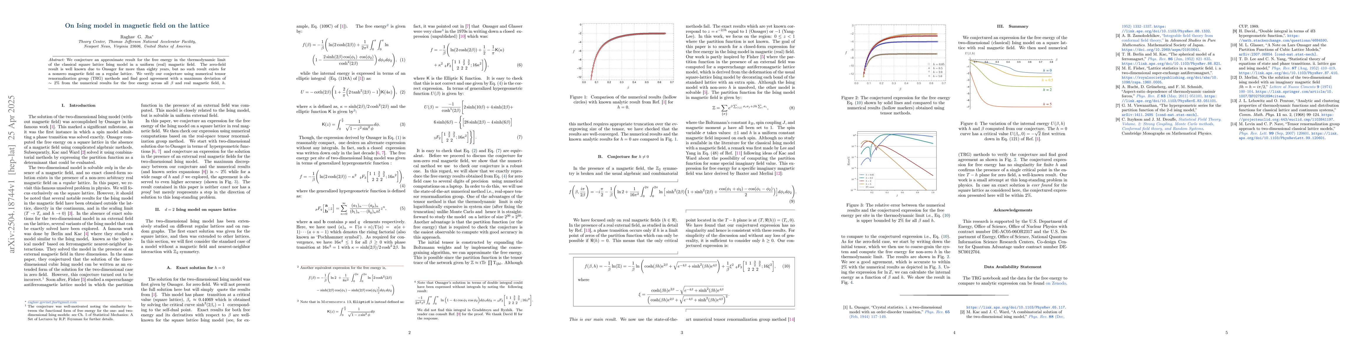 Thumbnail for On Ising model in magnetic field on the lattice