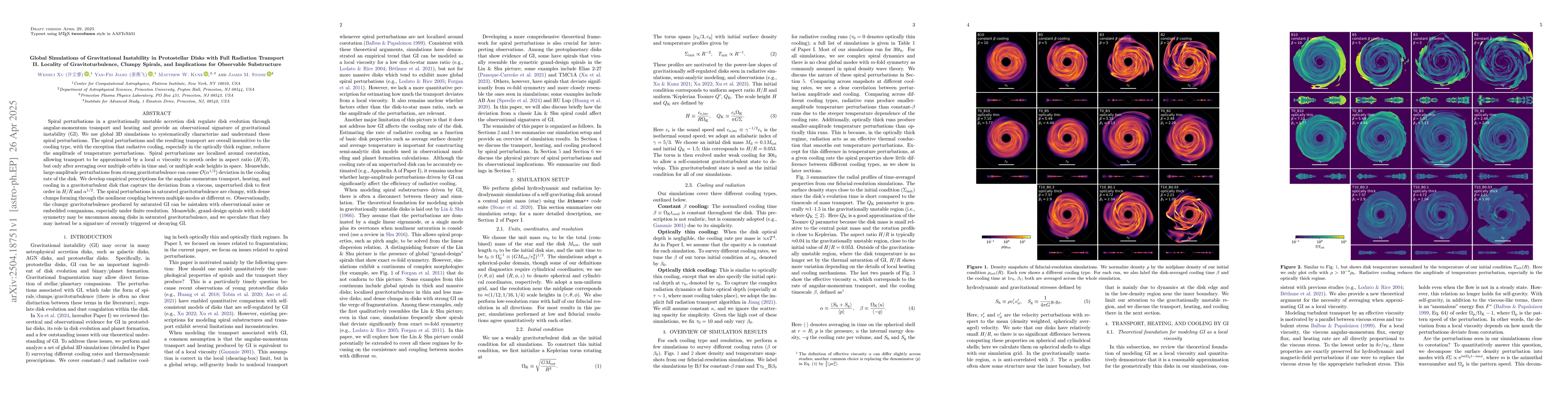 Thumbnail for Global Simulations of Gravitational Instability in Protostellar Disks
  with Full Radiation Transport II. Locality of Gravitoturbulence, Clumpy
  Spirals, and Implications for Observable Substructure