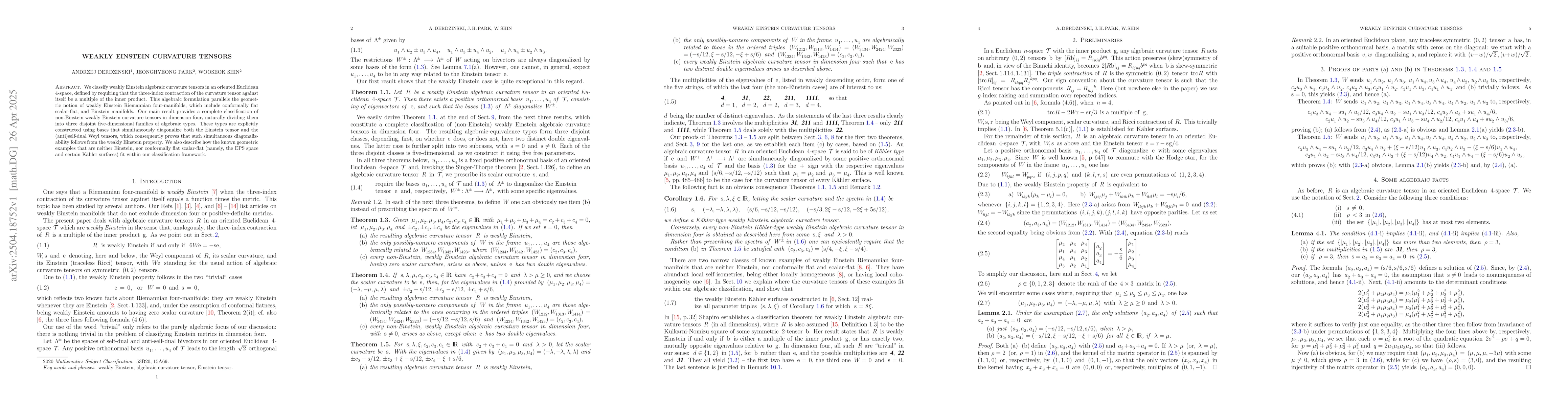 Thumbnail for Weakly Einstein curvature tensors