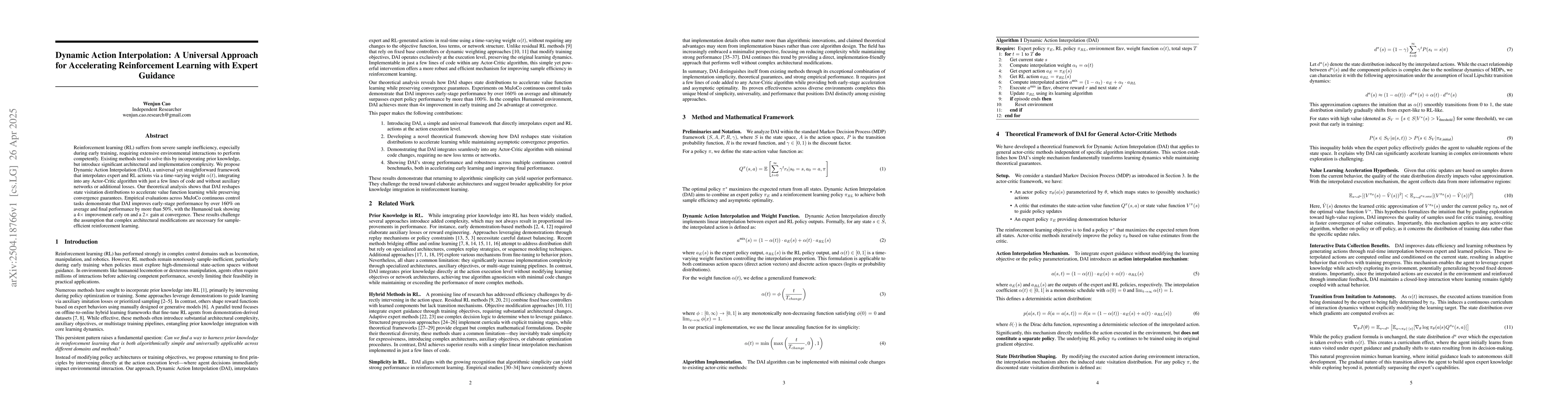 Thumbnail for Dynamic Action Interpolation: A Universal Approach for Accelerating
  Reinforcement Learning with Expert Guidance