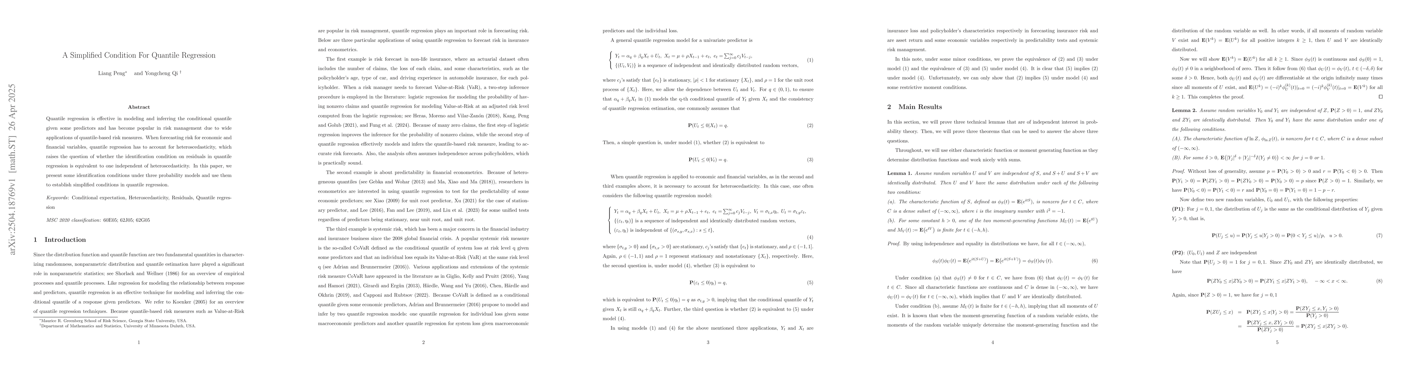 Thumbnail for A Simplified Condition For Quantile Regression