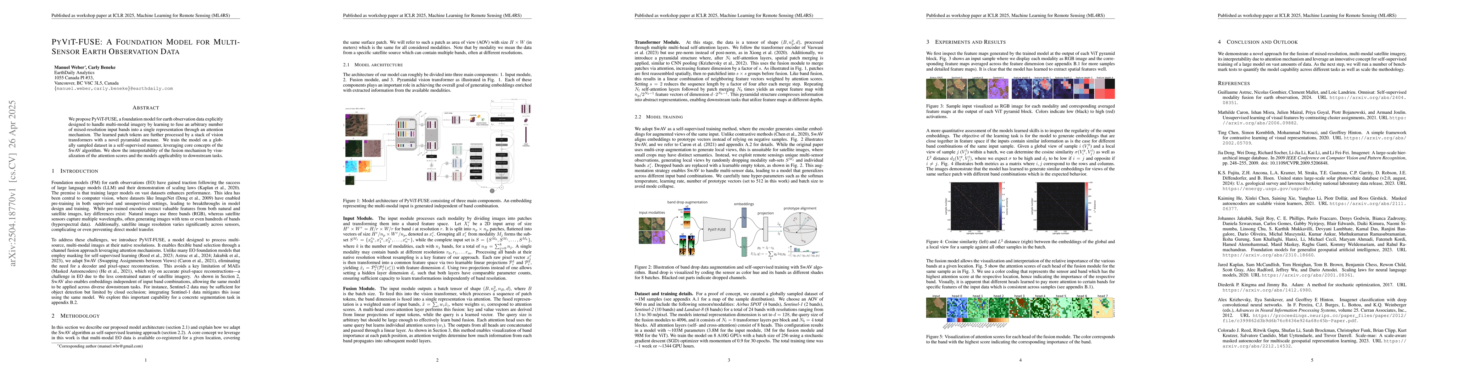 Thumbnail for PyViT-FUSE: A Foundation Model for Multi-Sensor Earth Observation Data