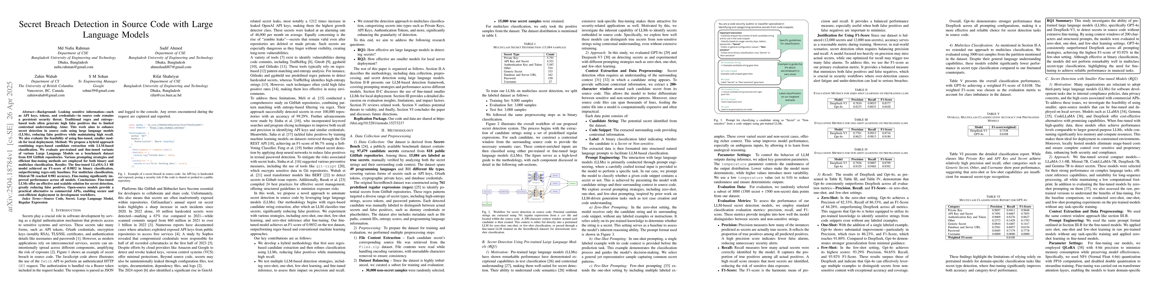 Thumbnail for Secret Breach Detection in Source Code with Large Language Models