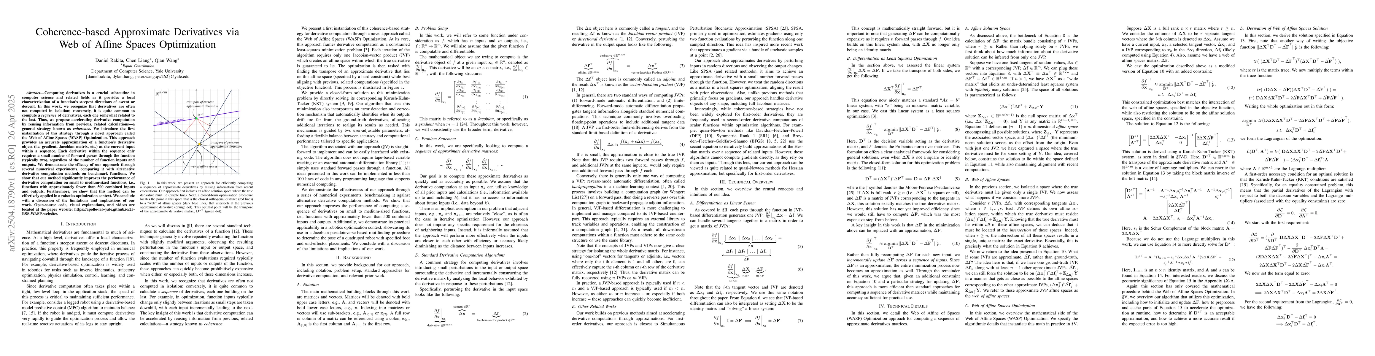 Thumbnail for Coherence-based Approximate Derivatives via Web of Affine Spaces
  Optimization