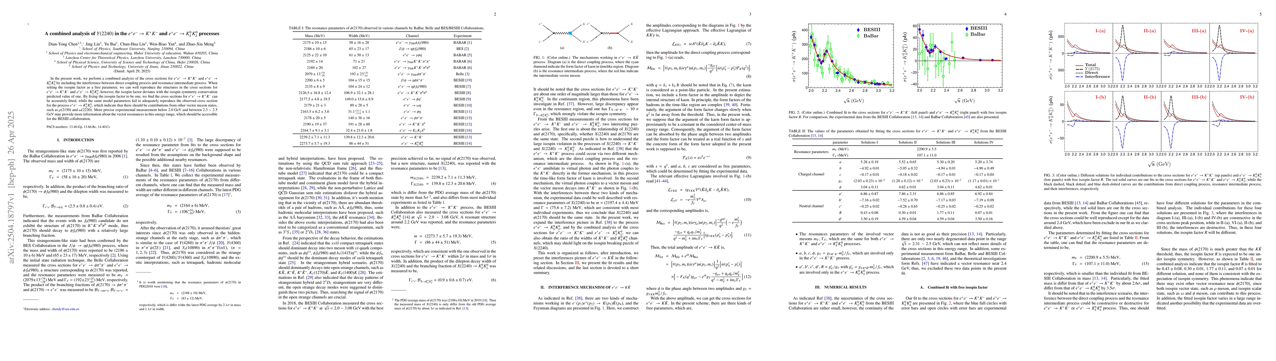 Thumbnail for A combined analysis of $Y(2240)$ in the $e^+ e^- \to K^+ K^-$ and $e^+
  e^- \to K_S^0 K_L^0$ processes