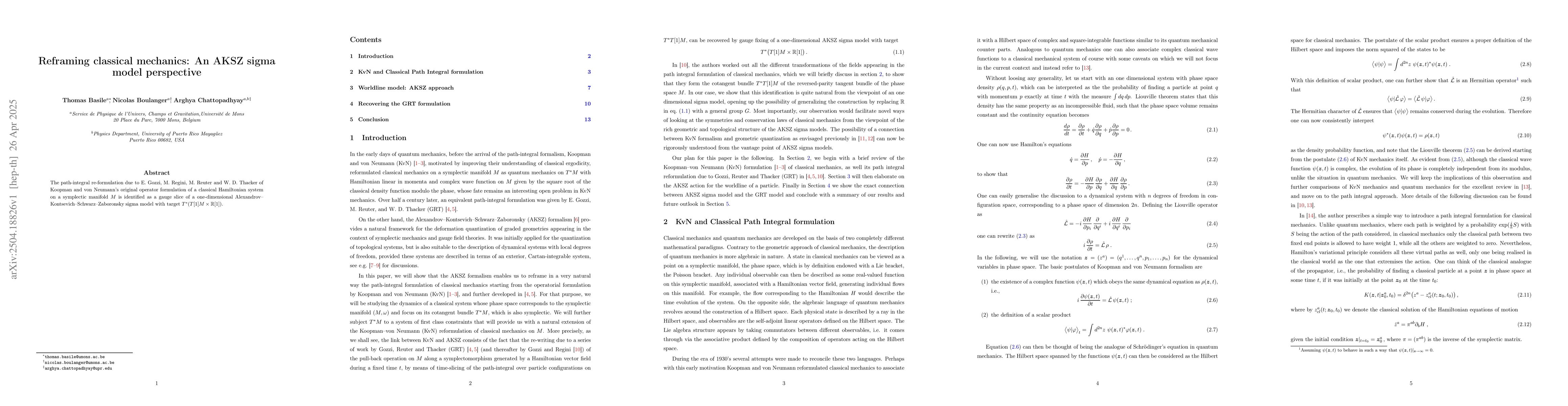 Thumbnail for Reframing classical mechanics: An AKSZ sigma model perspective