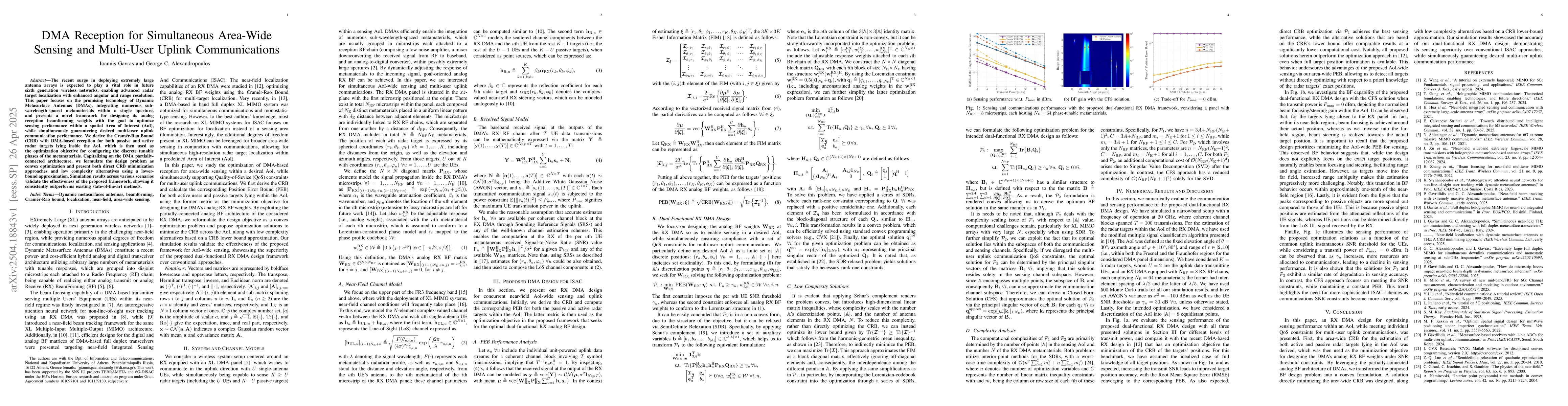 Thumbnail for DMA Reception for Simultaneous Area-Wide Sensing and Multi-User Uplink
  Communications