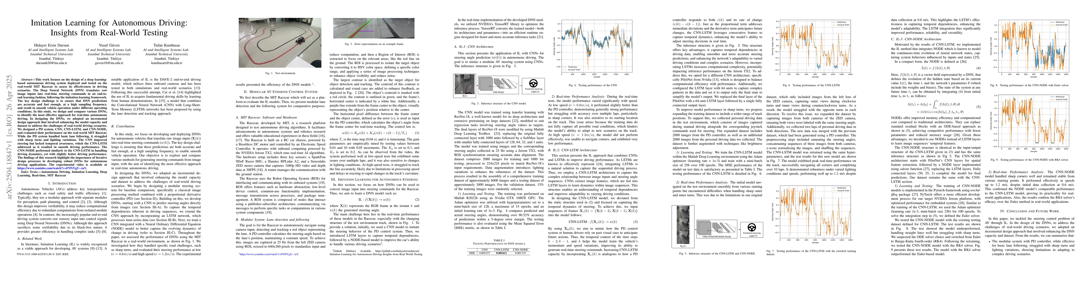 Thumbnail for Imitation Learning for Autonomous Driving: Insights from Real-World
  Testing