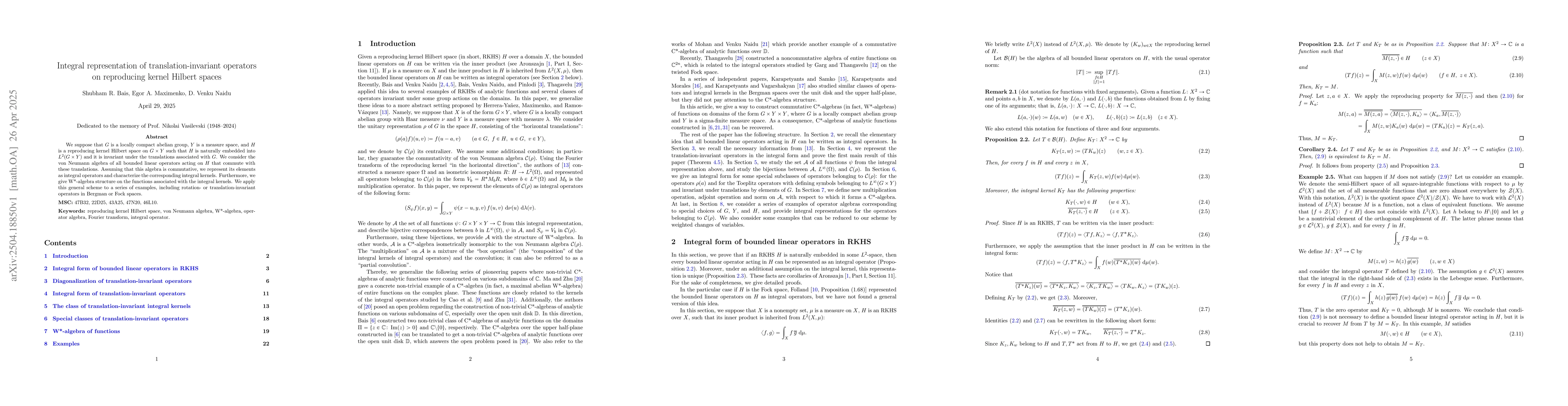 Thumbnail for Integral representation of translation-invariant operators on
  reproducing kernel Hilbert spaces
