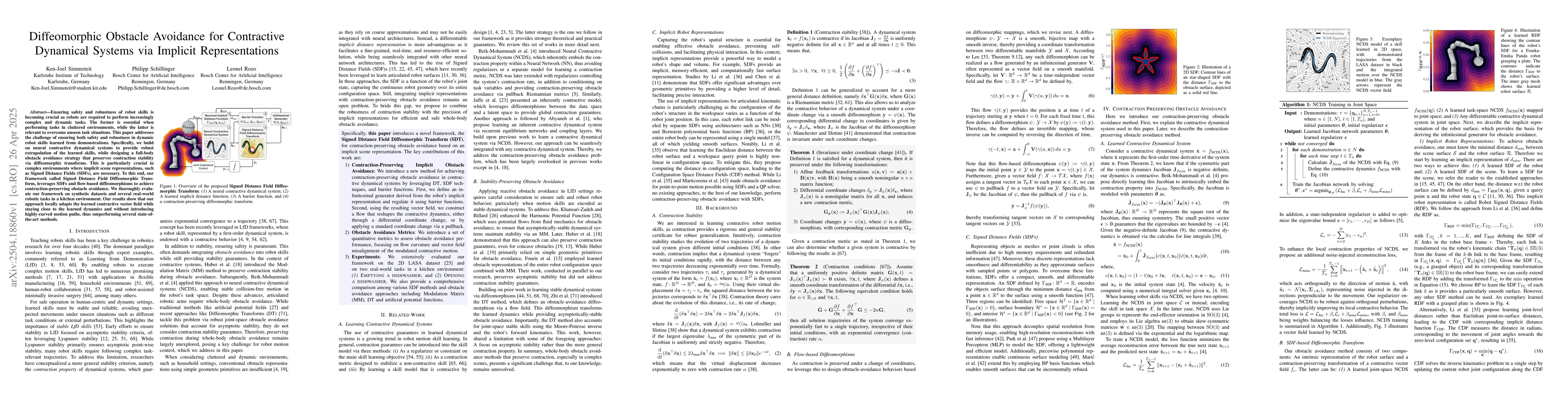 Thumbnail for Diffeomorphic Obstacle Avoidance for Contractive Dynamical Systems via
  Implicit Representations