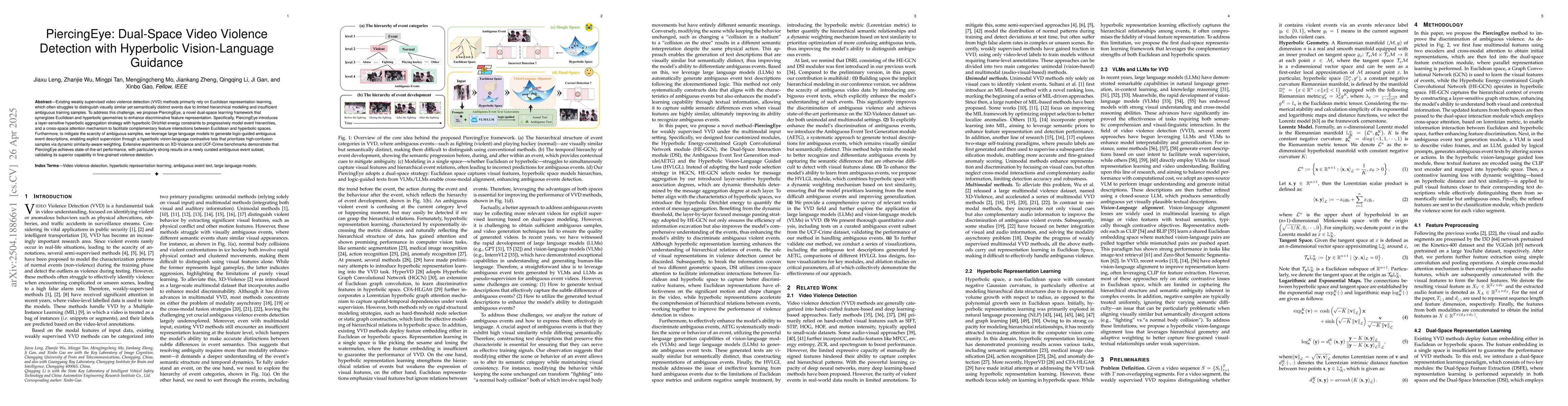 Thumbnail for PiercingEye: Dual-Space Video Violence Detection with Hyperbolic
  Vision-Language Guidance