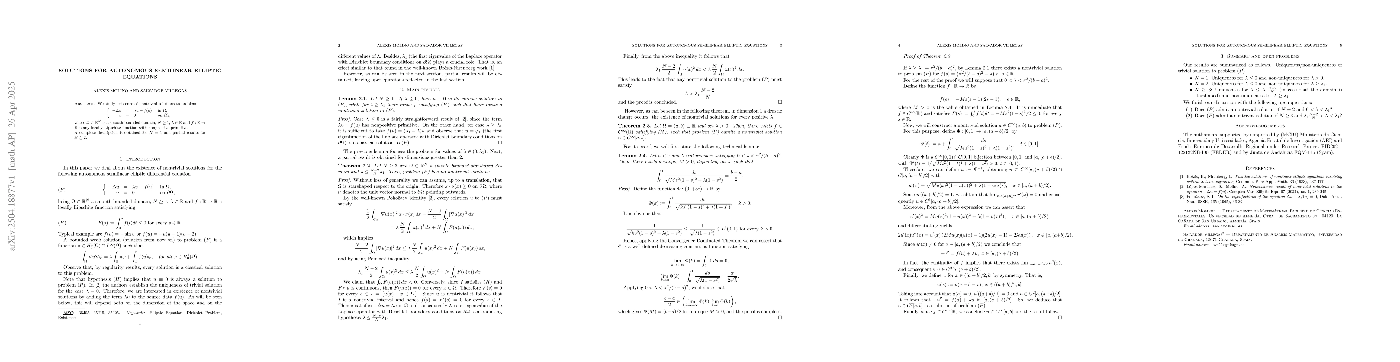 Thumbnail for Solutions for autonomous semilinear elliptic equations