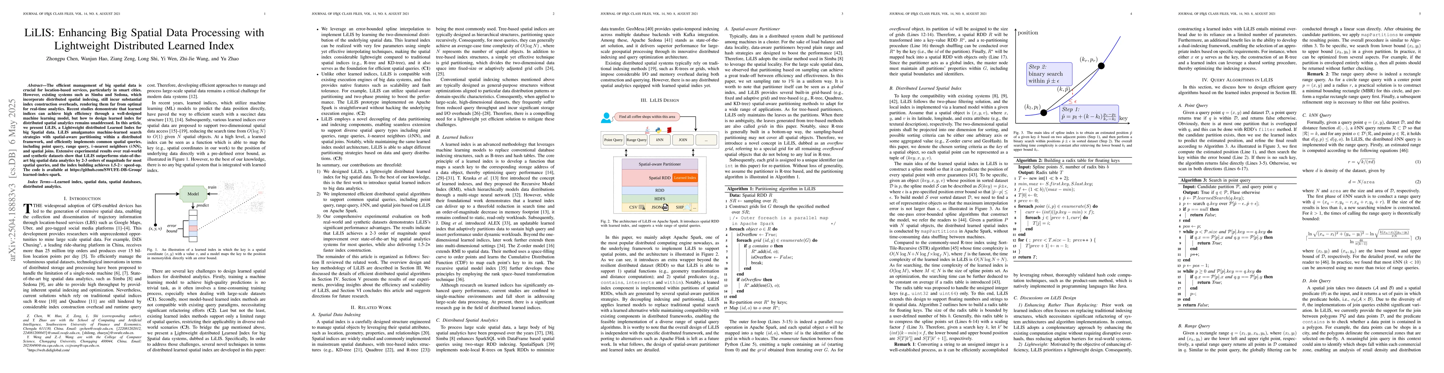 Thumbnail for LiLIS: Enhancing Big Spatial Data Processing with Lightweight
  Distributed Learned Index