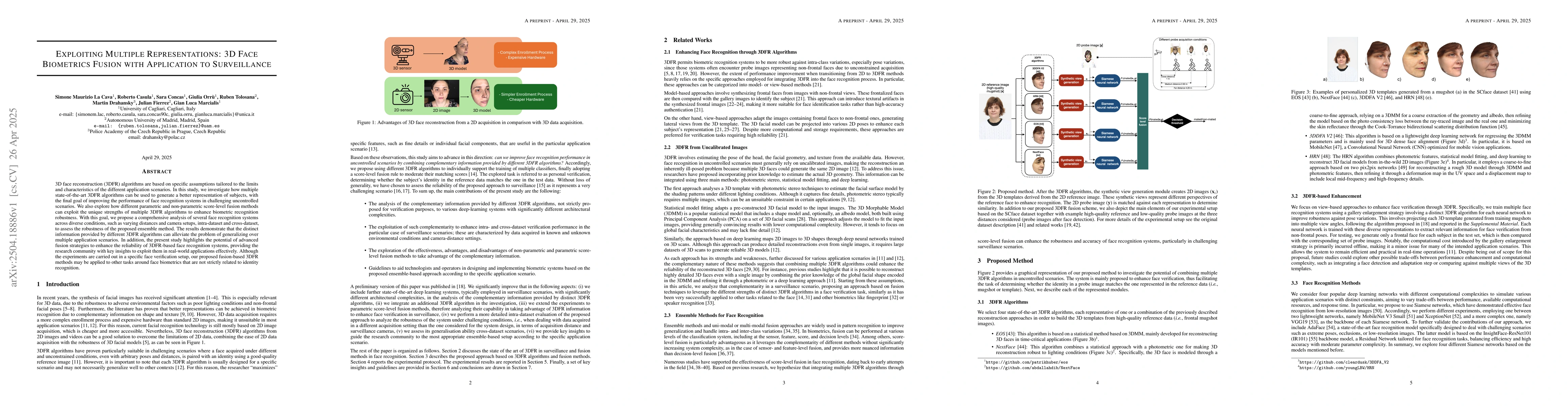 Thumbnail for Exploiting Multiple Representations: 3D Face Biometrics Fusion with
  Application to Surveillance
