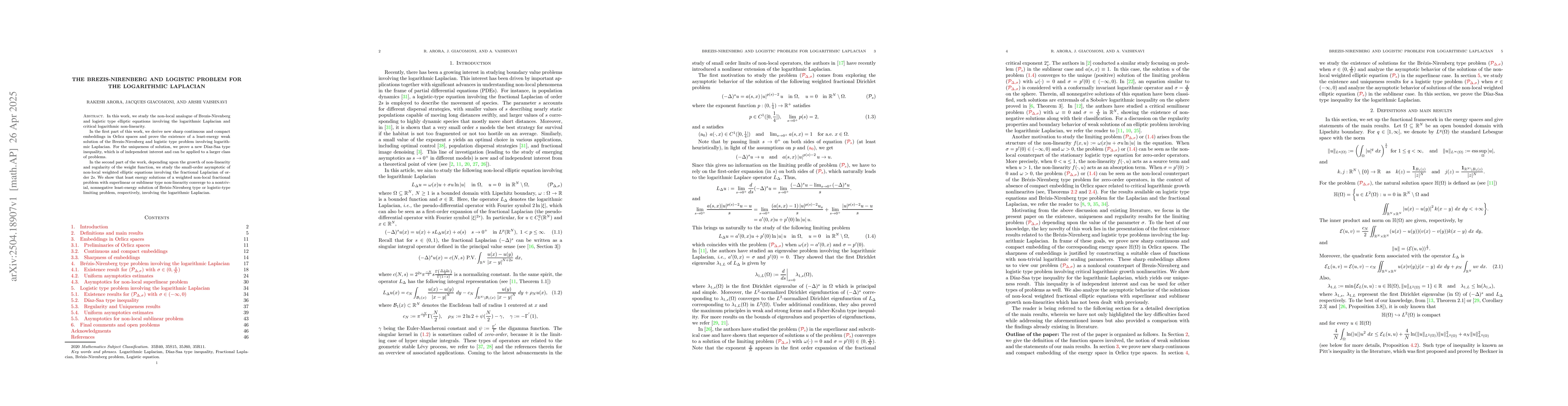 Thumbnail for The Brezis-Nirenberg and logistic problem for the Logarithmic Laplacian