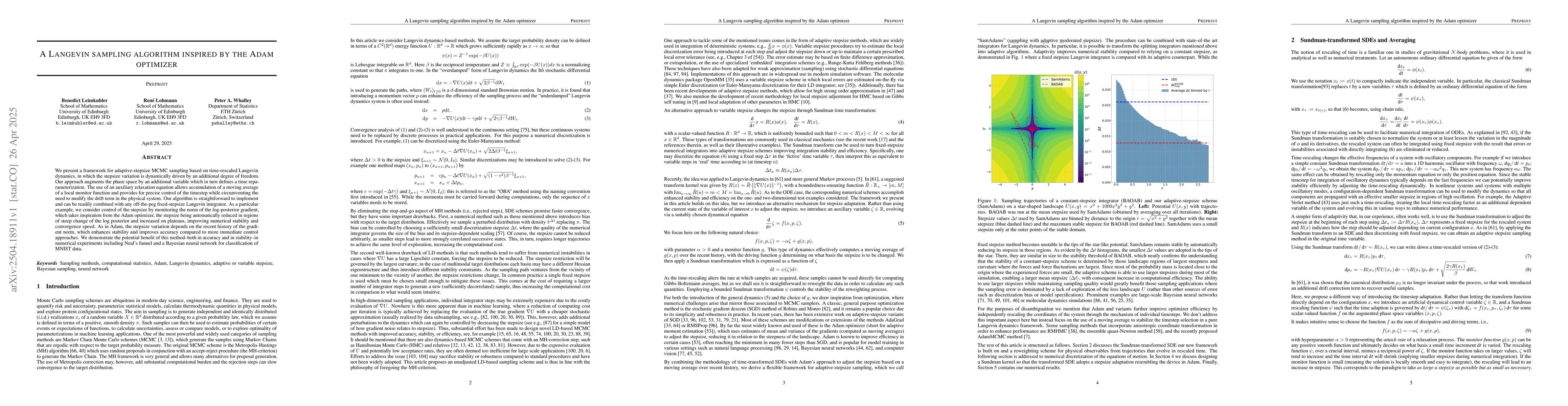 Thumbnail for A Langevin sampling algorithm inspired by the Adam optimizer