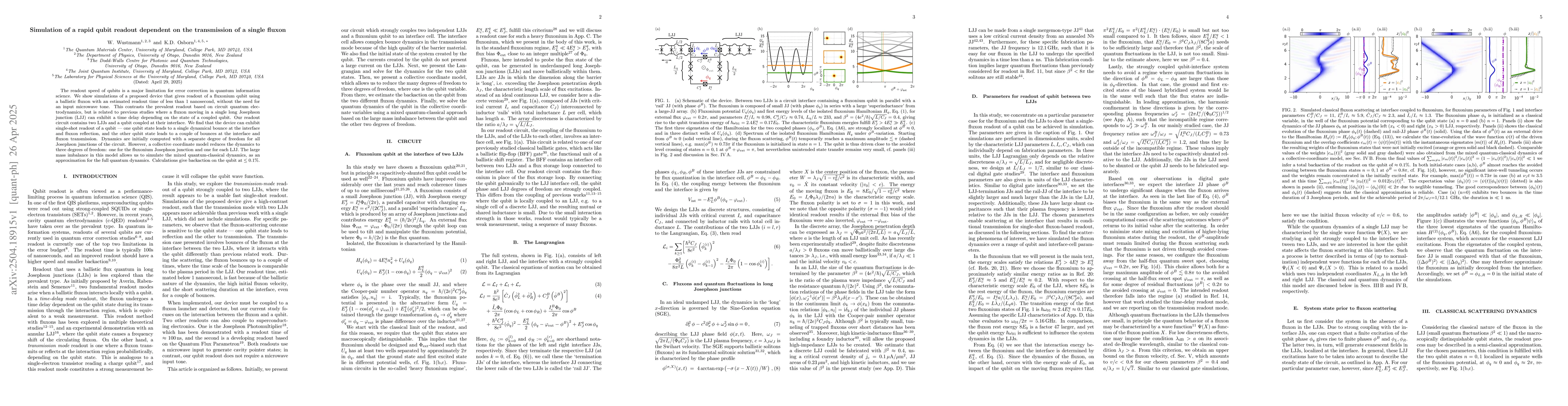 Thumbnail for Simulation of a rapid qubit readout dependent on the transmission of a
  single fluxon