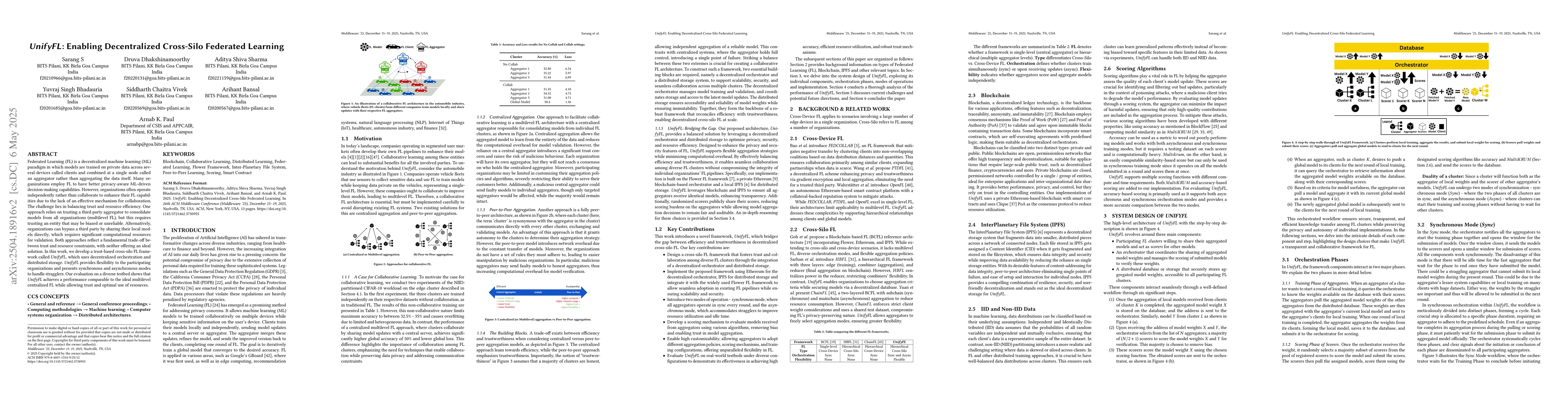 Thumbnail for UnifyFL: Enabling Decentralized Cross-Silo Federated Learning