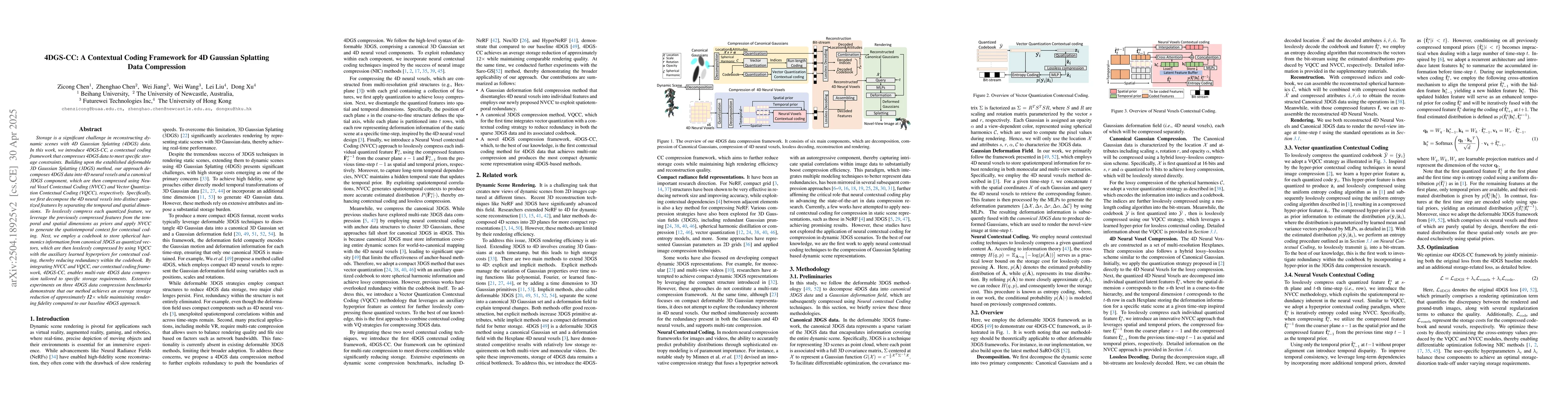 Thumbnail for 4DGS-CC: A Contextual Coding Framework for 4D Gaussian Splatting Data
  Compression