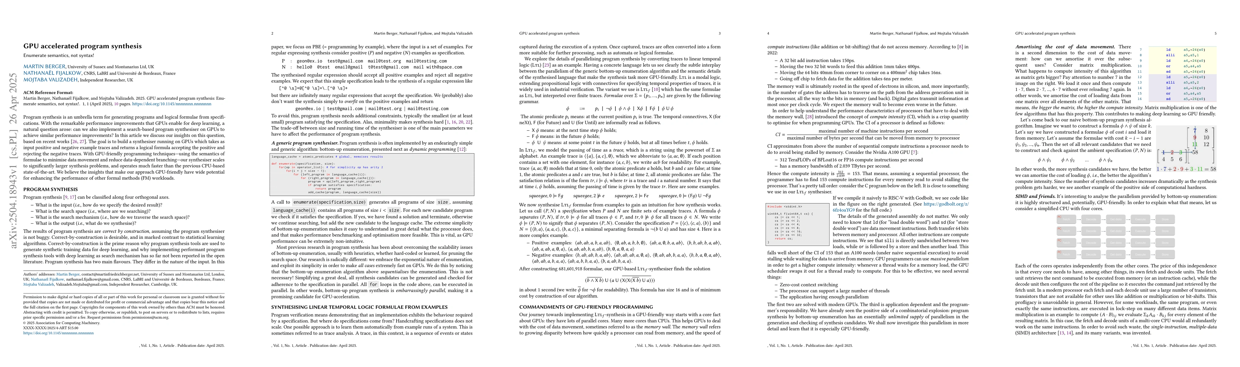 Thumbnail for GPU accelerated program synthesis: Enumerate semantics, not syntax!