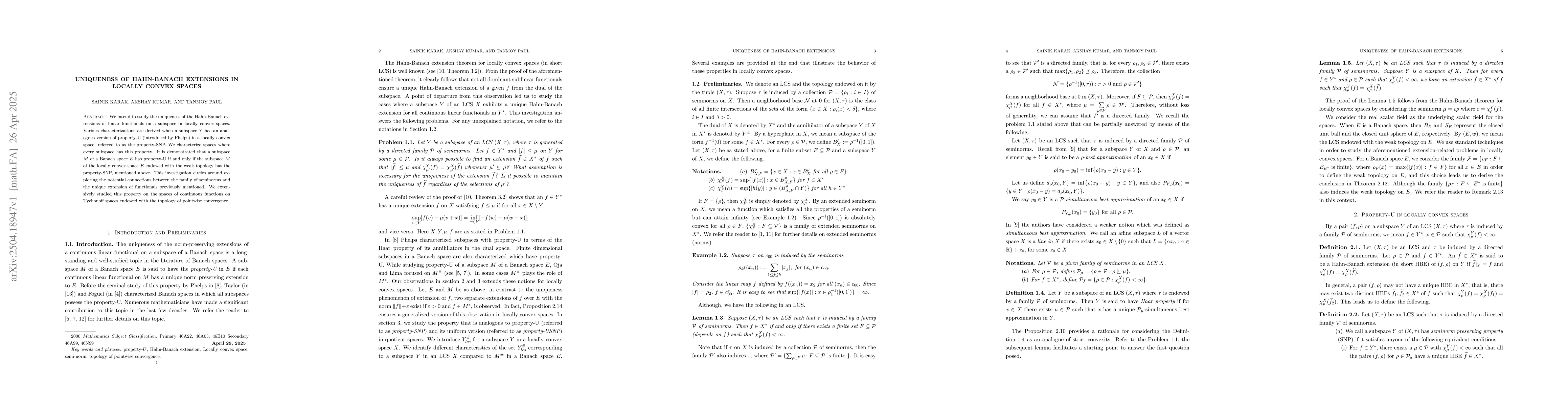Thumbnail for Uniqueness of Hahn-Banach extensions in locally convex spaces