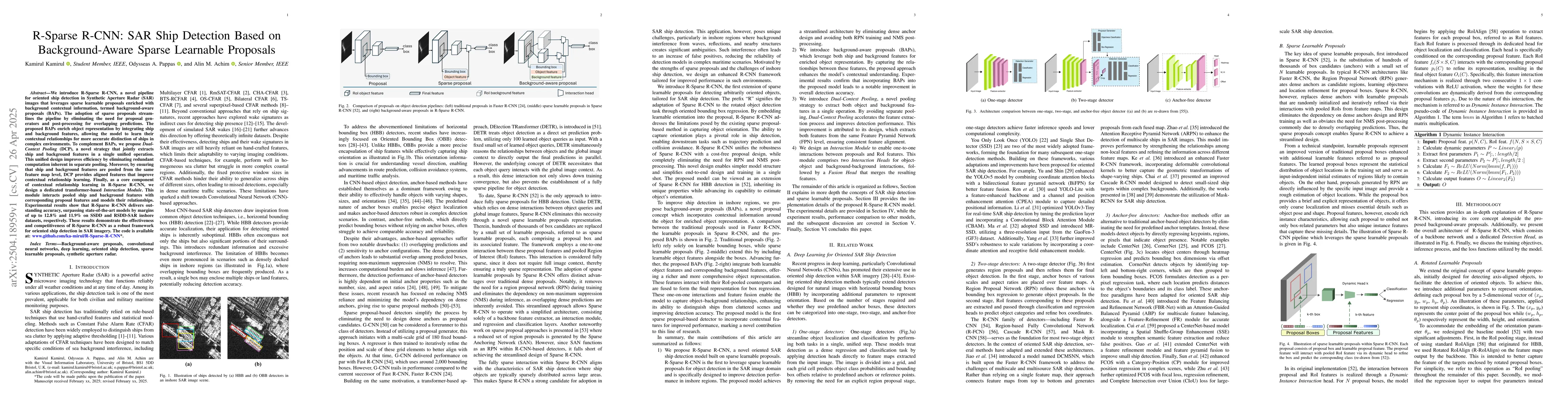 Thumbnail for R-Sparse R-CNN: SAR Ship Detection Based on Background-Aware Sparse
  Learnable Proposals
