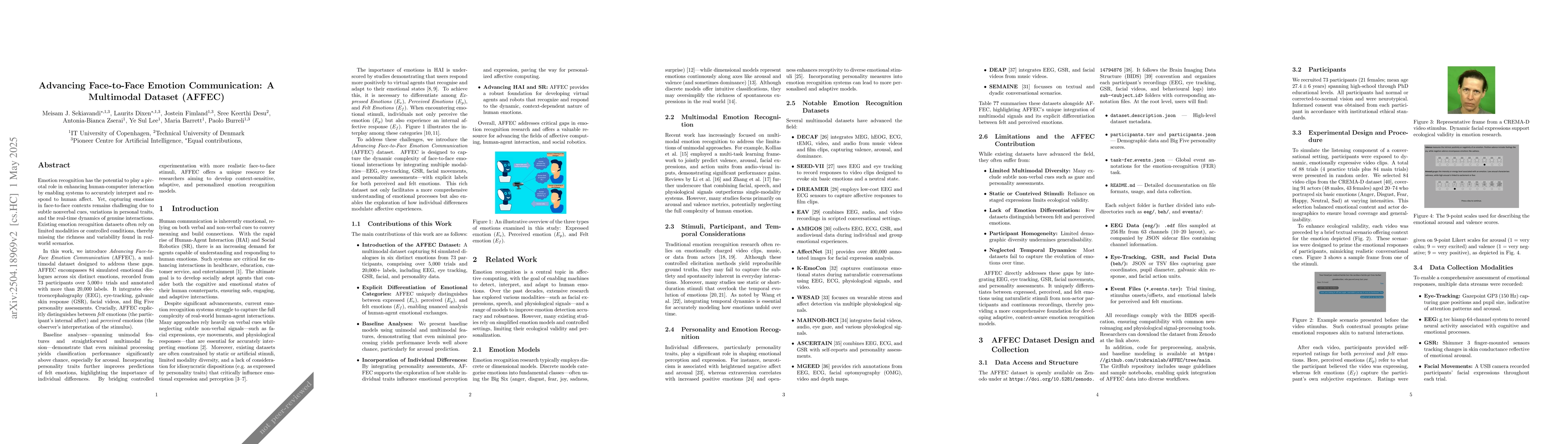 Thumbnail for Advancing Face-to-Face Emotion Communication: A Multimodal Dataset
  (AFFEC)