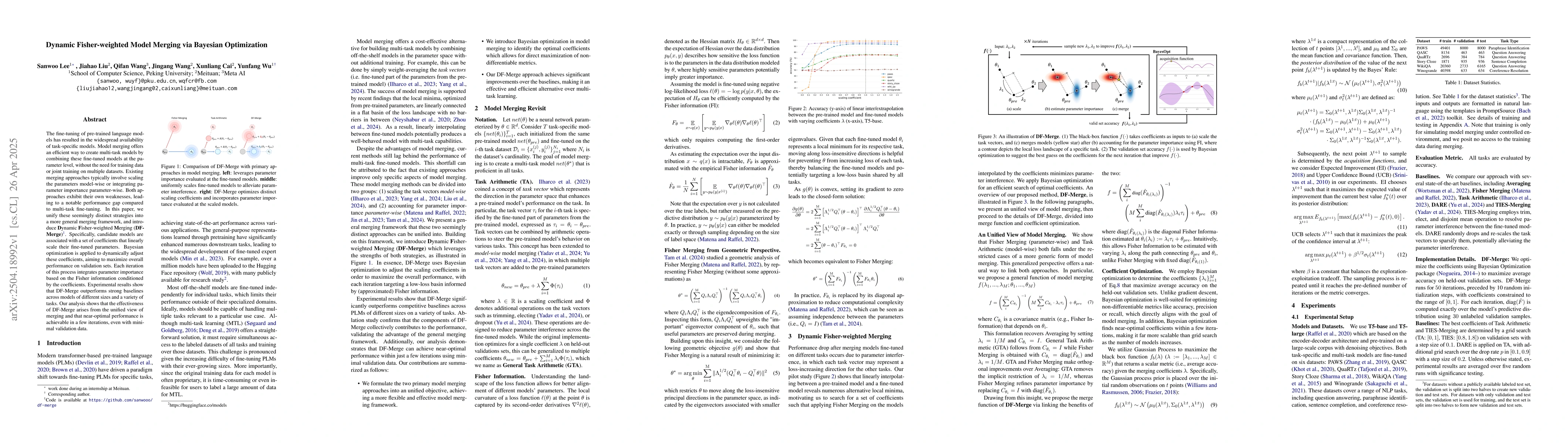 Thumbnail for Dynamic Fisher-weighted Model Merging via Bayesian Optimization