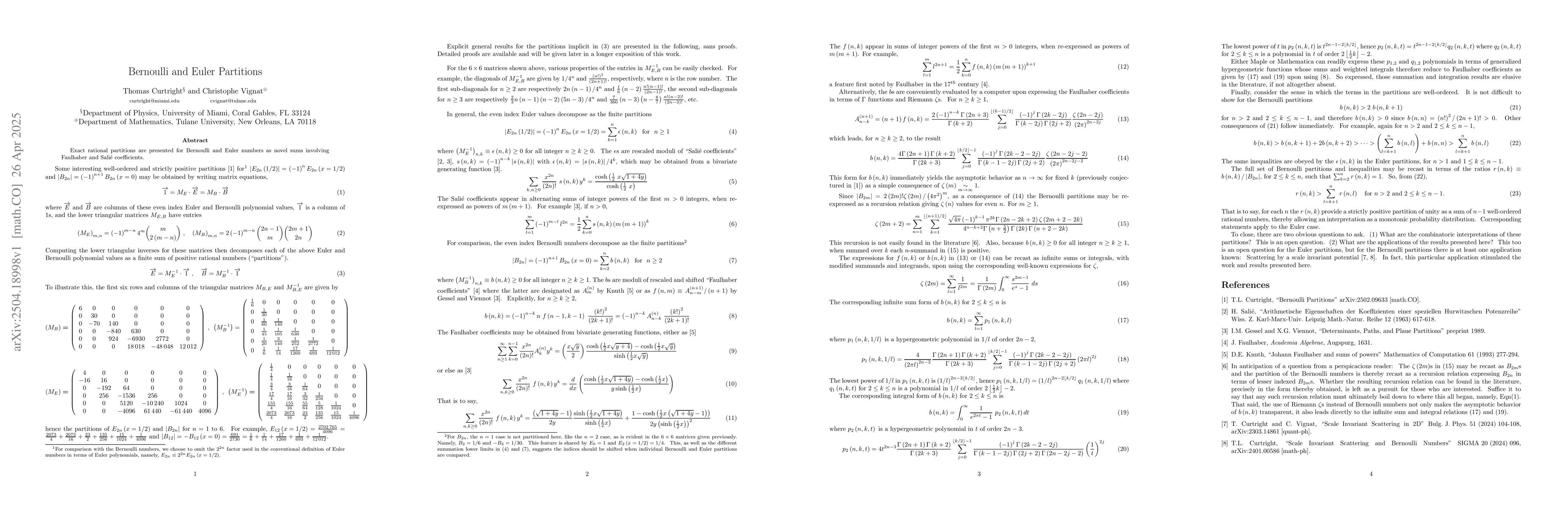 Thumbnail for Bernoulli and Euler Partitions