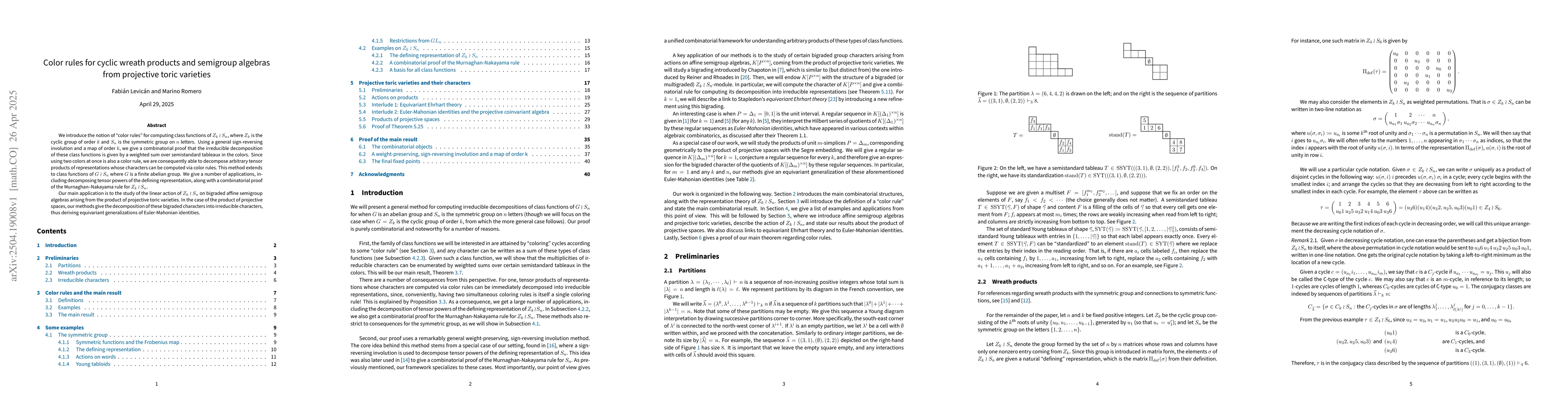 Thumbnail for Color rules for cyclic wreath products and semigroup algebras from
  projective toric varieties
