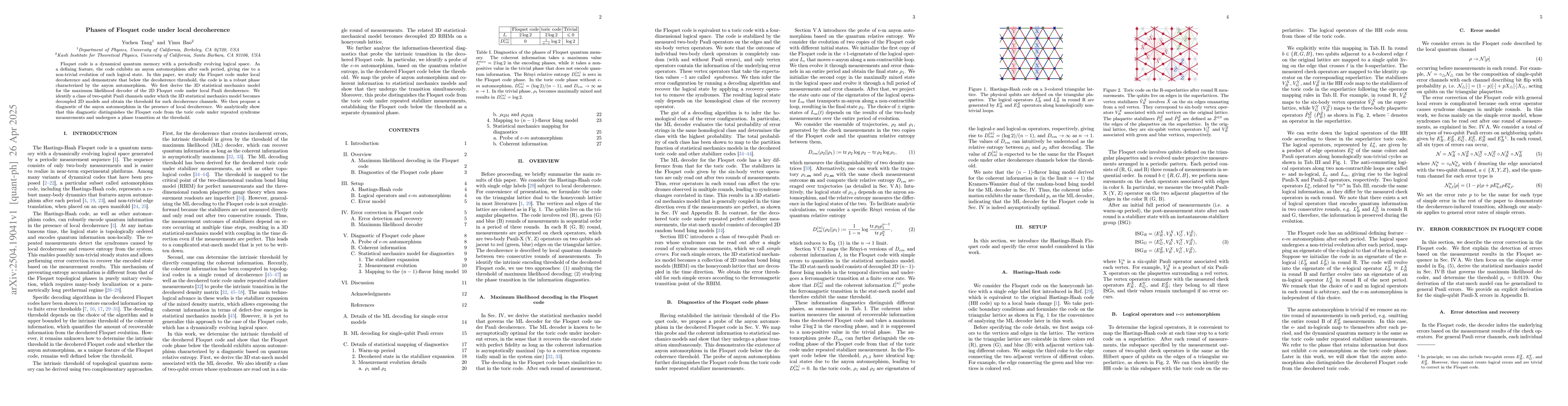 Thumbnail for Phases of Floquet code under local decoherence