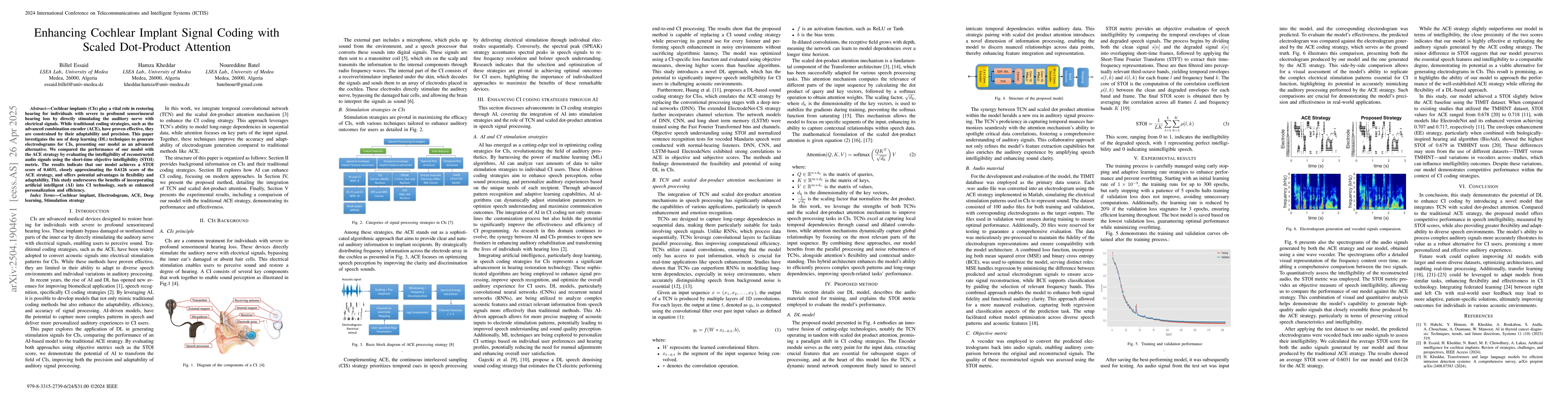 Thumbnail for Enhancing Cochlear Implant Signal Coding with Scaled Dot-Product
  Attention