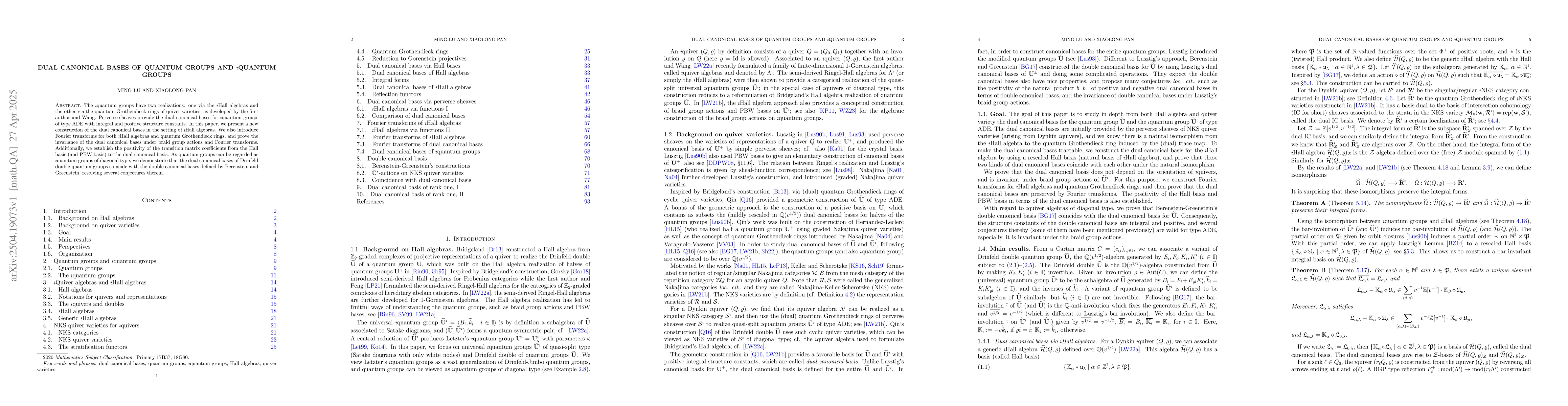 Thumbnail for Dual canonical bases of quantum groups and $\imath$quantum groups