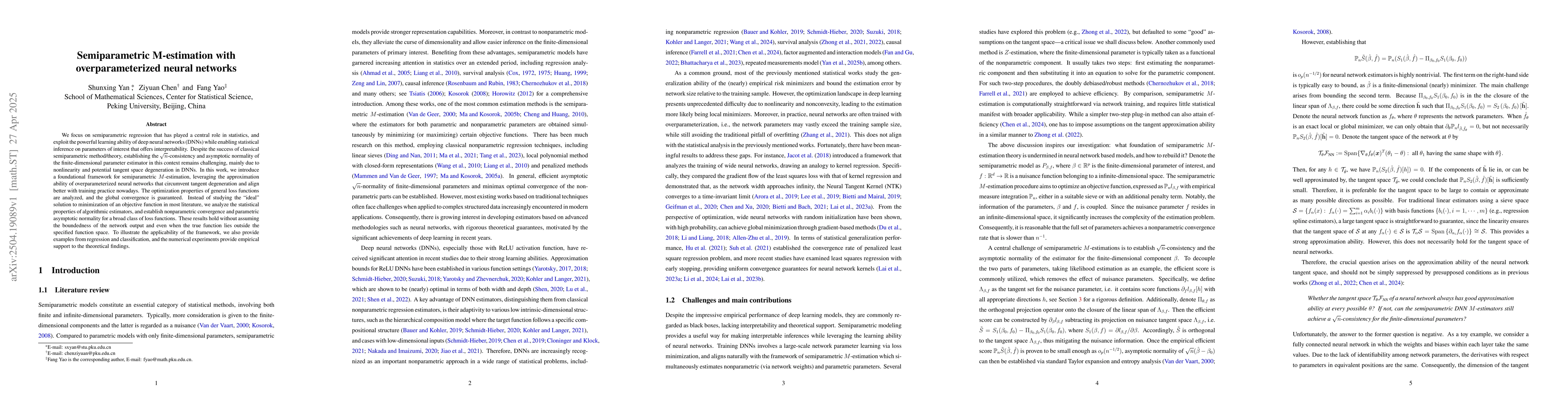 Thumbnail for Semiparametric M-estimation with overparameterized neural networks