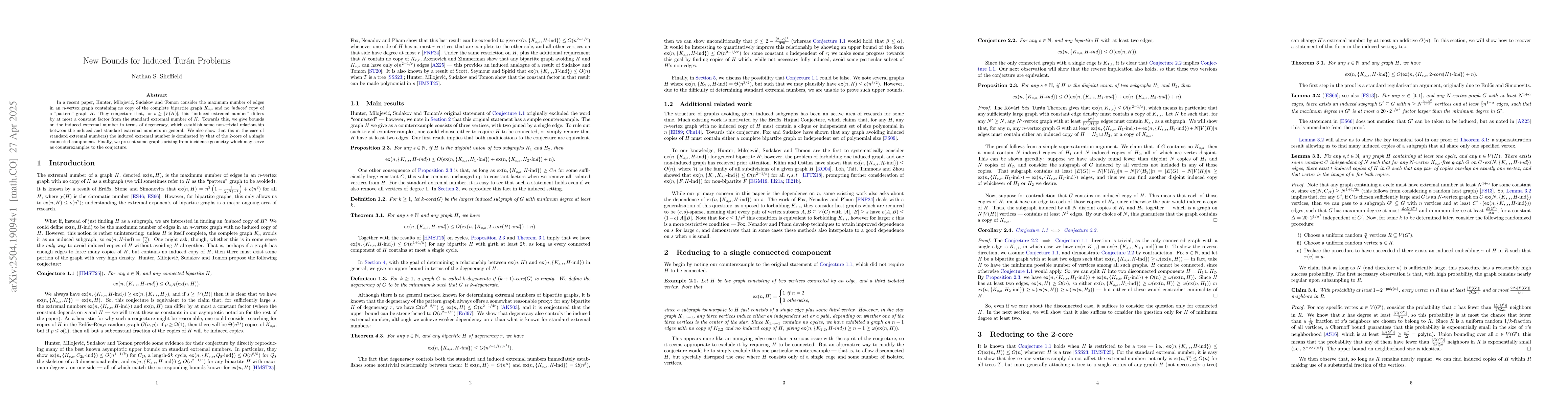 Thumbnail for New Bounds for Induced Turán Problems
