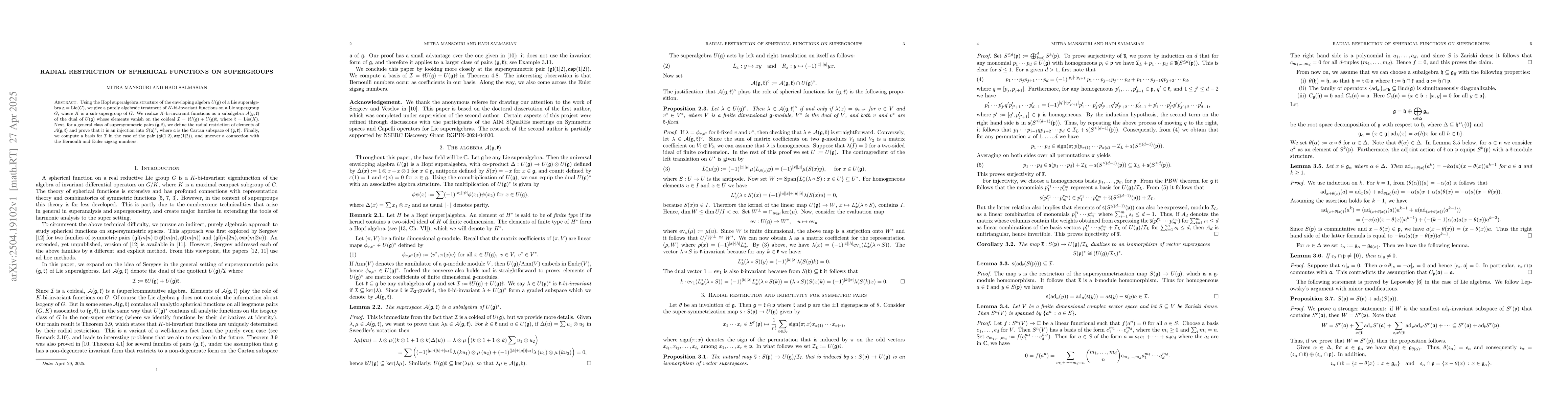 Thumbnail for Radial restriction of spherical functions on supergroups