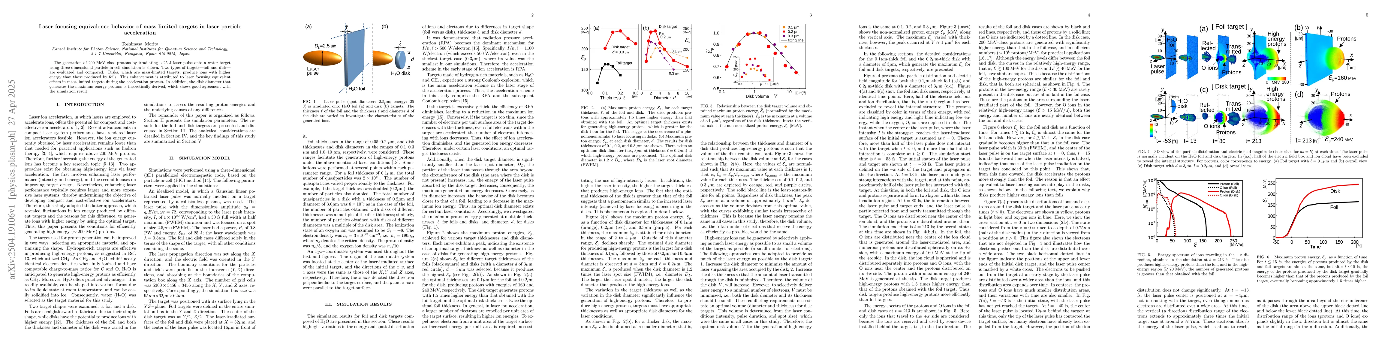 Thumbnail for Laser focusing equivalence behavior of mass-limited targets in laser
  particle acceleration