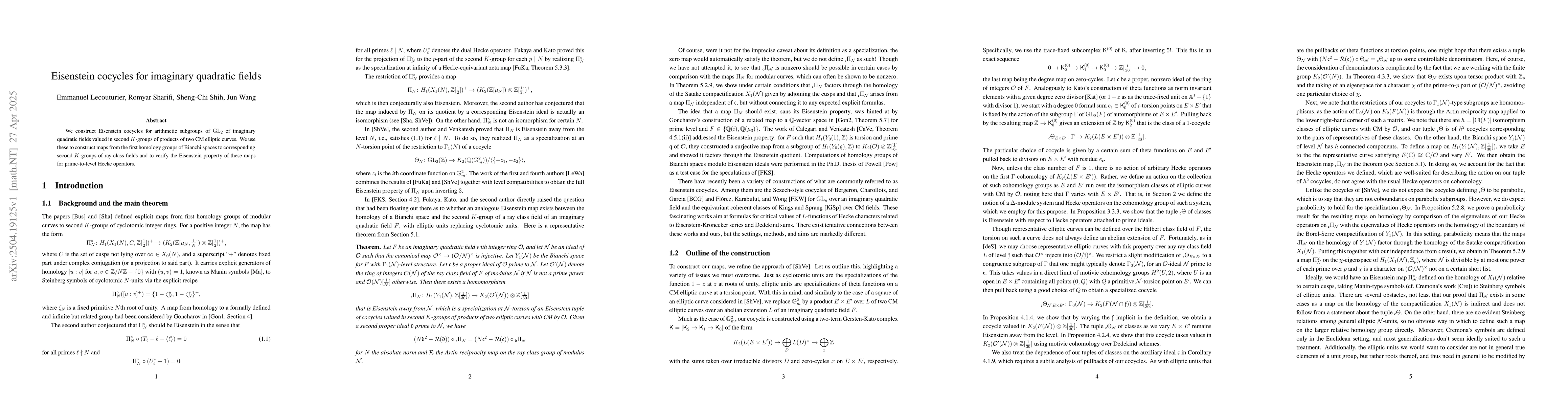 Thumbnail for Eisenstein cocycles for imaginary quadratic fields